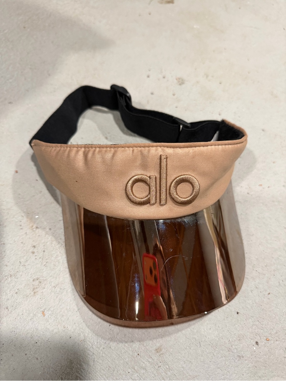 ALO Yoga Metallic Rose Gold Visor with Black Strap
